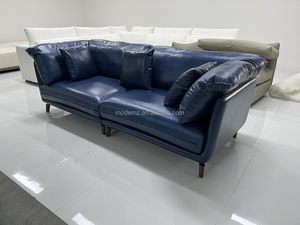 <span class=keywords><strong>Divano</strong></span> Sezionale Moderno di Lusso in Vera Pelle Blu di Alta Gamma, Stile Italiano Europeo, Set 1-2 Posti - Product Image 5