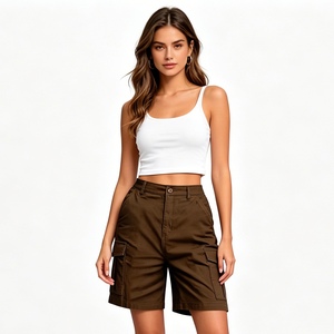 Fournisseur de dropshipping : Shorts <span class=keywords><strong>cargo</strong></span> taille haute pour femmes, décontractés, multi-poches, utilitaires, disponibles en plusieurs couleurs, Sehe Fashion - Product Image 4