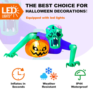 <span class=keywords><strong>Zombie</strong></span> rampant gonflable d'Halloween avec citrouille, décoration extérieure lumineuse à LED - Product Image 1