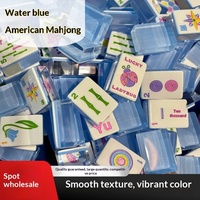 Set Mahjong Amerika Transparan Biru Air Pesanan Khusus 166 Ubin Koleksi Karakter Bambu Titik Pastel Kumbang Keberuntungan
