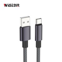 Câble de charge rapide WISESIR 60W PD 1M-3M 3A USB-A vers Type-C en alliage d'aluminium pour iPhone 17/16 Pro Max, ordinateur portable, bureau – En stock