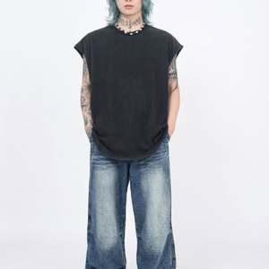 Camiseta sin mangas para mujer, con estampado gráfico personalizado, transpirable, informal, lavada, ecológica, de ajuste holgado, estilo urbano, para verano - Product Image 4