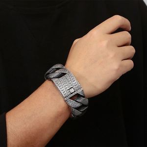 <b>Men's</b> Jewelry 18K <b>Bracelet</b> En Acier Inoxydable Man Custom Gold Plated <b>Men</b> Stainless Steel Homme Fashion Jewelry <b>Bracelet</b> - Product Image 1