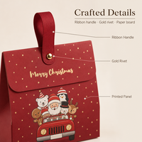 Boîte cadeau de Noël personnalisée en gros, boîte en papier avec poignée en ruban, design imprimé Père Noël, logo personnalisé, usine OEM ODM