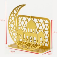 Porte-serviettes islamique Pafu Ramadan, design croissant de lune et mosquée, porte-serviettes en métal pour table, décoration de fête de l'Aïd, cadeau pour la maison