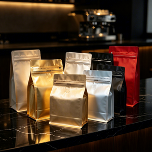Muestra Gratuita, MOQ 100, Bolsas de Café con Fondo Plano de Aluminio y PE de Grado Alimenticio, Marca <span class=keywords><strong>BTP</strong></span>, 9x15+3, Impresión Personalizada en Guangdong - Product Image 3