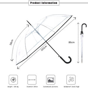 Parapluie long transparent en PVC POE de haute qualité pour une utilisation extérieure imperméable - Product Image 2