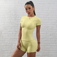Ensemble de 2 pièces de vêtements de sport pour femmes, personnalisable avec logo, en nylon, pour le yoga, la gym, l'entraînement et le fitness