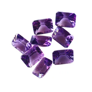 SGARIT Wholesale Gemstone Jewelry 7*9mm Rectangle Natural Loose Amethyst Faceted Stone Genuine Gemstone Crystal Amethyst