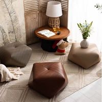 Pouf carré nordique moderne en cuir coloré, petit tabouret d'angle pour salon, chaise ottoman basse