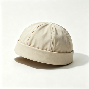 Gorra Docker de Algodón al por Mayor para Hombre, con Logotipo Personalizado, 6 Paneles, Beige, Sin Visera, Bordado 3D, para Uso Diario al Aire Libre - Product Image 6