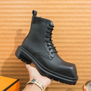 Botas de Tobillo de PU con Cordones y Punta Cuadrada Estilo Británico 1633 para Hombre, con Plantilla de EVA, Botas de Motocicleta - Product Image 2