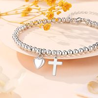 Nouvelle Chaîne de Cheville Anti-ternissement pour Femme, Bracelet à Perles en Acier Inoxydable Inaltérable, Bracelet Ajustable avec Perles Croix et Cœur