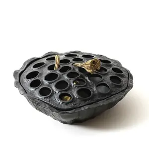 Quemador de incienso metálico con forma de semilla de loto, incensario antiguo, para decoración del hogar, sala de estar, casa de té, herramienta para eliminar el olor