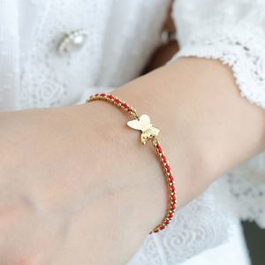 Custom Anti Tarnish Waterproof Luxury Stainless Steel Wholesale 14k 18k Gold Plated <b>Red</b> String Thread <b>Bracelet</b> for Women - Product Image 3
