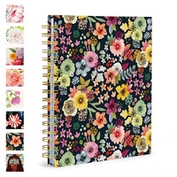 Agenda con encuadernación Wire-O de tapa dura, diseño floral, papel grueso, cuaderno espiral A5 personalizado
