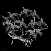 Lustre LED de plafond pour scène de mariage, 10 têtes, décoration en plastique en forme d'oiseau, AC Or, moderne, romantique, IP44