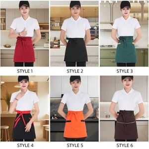 Tablier de travail personnalisé pour serveur de cuisine et restaurant, uniforme d'hôtel, tablier court avec poches, logo personnalisé - Product Image 3