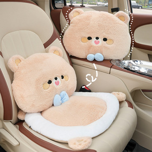 Hane Bear Car Seat Cushion U <b>Shape</b> Soft Sponge Anti Slip Four Seasons Lumbar Support Decorative Pillow - Product Image 1
