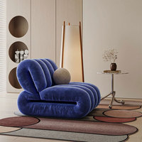 Fauteuil de sol pliant en velours crème, capitonné, convertible, sans accoudoirs, pour salon de villa de luxe