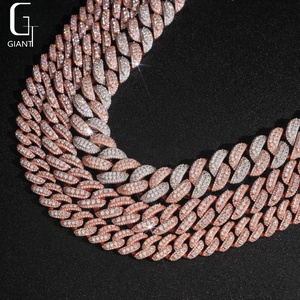 Collana Cubana in <span class=keywords><strong>Moissanite</strong></span> Argento 925, Catena Cubana Grande e Pesante HipHop Iced Out, Supera il Test del Diamante - Vendita Calda - Product Image 3