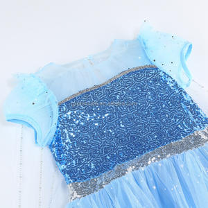 Gaun pesta Prom anak-anak, gaun jala payet ratu es model baru, gaun putri Elsa salju pesta karnaval Halloween dengan jubah - Product Image 4