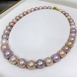 Collar de Perlas de Agua Dulce Naturales de Color Crema Mixto de 10-13 mm, Redondas, Ligeramente Imperfectas, Venta al por Mayor - Product Image 4