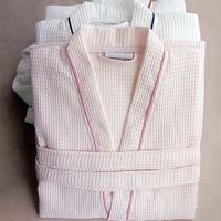 Peignoir personnalisé pour femme, col en V, en coton gaufré 100 %, pour spa, doux et luxueux, en tissu éponge, manches longues, séchage rapide, avec cordon de serrage