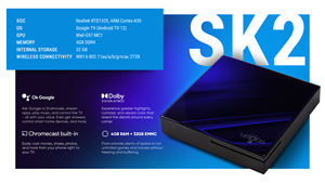 Realtek RTD1325 A55 Quad Core RAM 4 Go DDR4 ROM 32 Go EMMC WIFI6 BT5.2 100Mbps Lan <span class=keywords><strong>Google</strong></span> TV Android TV 12 Ugoos SK2 TV BOX - Product Image 5