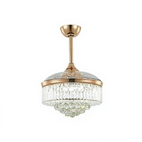 Nouveau design Meilleure vente 36 pouces 42 pouces 52 pouces Ventilateurs de plafond modernes en cristal Led avec lustre lumineux