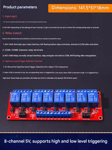 Module relais 1, 2, 4, 8 canaux 5V 9V 12V 24V, isolé optiquement, déclenchement niveau haut/bas, carte rouge/bleue pour <span class=keywords><strong>Arduino</strong></span> <span class=keywords><strong>PLC</strong></span> Maison Intelligente - Product Image 4