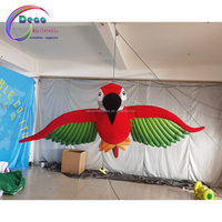 Perroquet vert gonflable géant avec lumière LED, marionnette d'oiseau volant gonflable