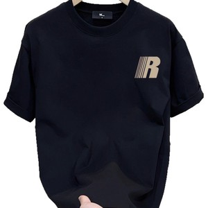 T-shirt Homme Tendance Été 2025 Style Américain Manches Courtes 100% Coton Coupe Ample Polyvalente Nouvelle Marque Niche Uni 230 Grammes - Product Image 5