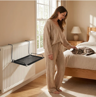 Hamac pour chat en laine douce à suspendre à la fenêtre sans perçage, pour radiateur, balcon, étagère, lit pour animaux de compagnie avec cadre métallique en maille respirante