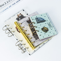 Protège-cahier A6 A7 A8 à feuilles mobiles, 6 trous, en acrylique transparent à pois, coque en plastique transparente pour agenda à 6 anneaux