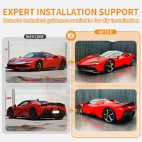 Body Kit Mobil Serat Karbon Kering untuk Ferrari SF90, meliputi Front Wrap Angle, Front Lip, Air Intake, Side Skirts, Rear Spoiler, Rear Diffuser Lip