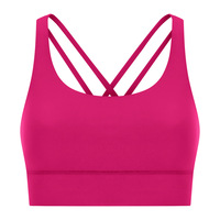 Ptsports Soutien-gorge de sport sans couture en nylon et élasthanne de haute qualité pour femme, antibactérien, dos croisé, pour le yoga et la gym, maintien moyen