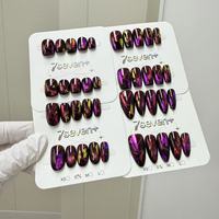 Ongles artificiels en acrylique faits à la main en 3D, courts, couvrants, avec design en strass, lot de 10 pièces