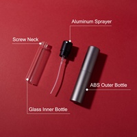 Flacon de parfum miniature de voyage à double paroi en plastique ABS, verre extérieur, intérieur en plastique, 10 ml, vide, rechargeable, format de poche avec vaporisateur à pompe