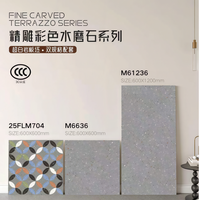Carreaux de porcelaine aspect terrazzo antidérapants et résistants aux acides 600x600mm, vert herbe et bleu marine, pour gymnases et restaurants - Vente chaude