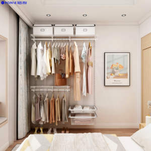 Système d'organisation de vêtements pour porte en <span class=keywords><strong>MDF</strong></span> suspendu en acier moderne avec fil métallique à haute dureté, sans rouille, pour dressing, <span class=keywords><strong>prix</strong></span> d'échantillon en gros - Product Image 1