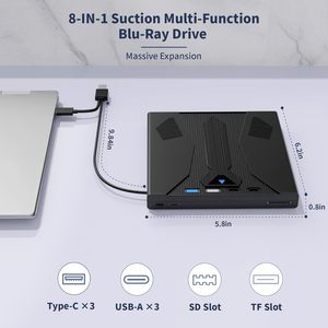 Unidad <span class=keywords><strong>de</strong></span> <span class=keywords><strong>Blu</strong></span>-<span class=keywords><strong>ray</strong></span> Externa 8 en 1, Grabadora USB 3.0/Tipo-C, Compatible con 100 GB, Graba <span class=keywords><strong>DVD</strong></span>/CD/BD para Windows, Macos, Macbook, Laptop, Escritorio - Product Image 3