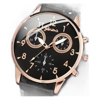 Montre à quartz en alliage pour homme avec mouvement à perles, bracelet en acrylique, cadran à aiguilles, chronographe - Style professionnel, bracelet en PU