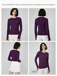 Haut de yoga à manches longues pour femmes pour l'automne et l'hiver - Convient pour le Pilates, le yoga, la course à pied et les sports, col rond - Product Image 4