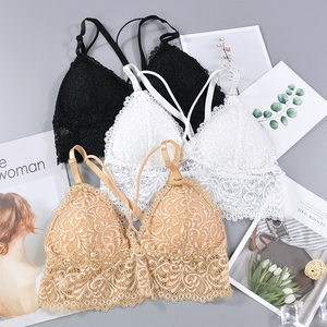 Wholesales Nylon Spandex Sexy Ladies Lace Flower <strong>Pads</strong> <strong>Removed</strong> Bralette Soft Sleeping <strong>Bra</strong> - Product Image 3