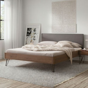 Tête de <span class=keywords><strong>lit</strong></span> minimaliste en bois de chêne massif, <span class=keywords><strong>lit</strong></span> extensible en cuir noir et blanc avec fonction rembourrée pour appartements - Product Image 2