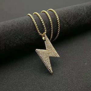 yunnique Lightning Pendant Necklace Stainless Steel Pave Setting Unisex Gift Jewelry DZ311 - Product Image 3