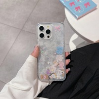 Funda de Teléfono con Diseño de Animales Lindos y Efecto de Arena Movediza, Carcasa Transparente con Dibujos Animados para iPhone 17 Pro Max 16 15 14 11, Carcasa Protectora Anti-Golpes para Chicas