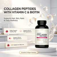 Collagène de bovins nourris à l'herbe 6000mg avec Vitamine C Biotine Cheveux Peau Ongles 270 Comprimés