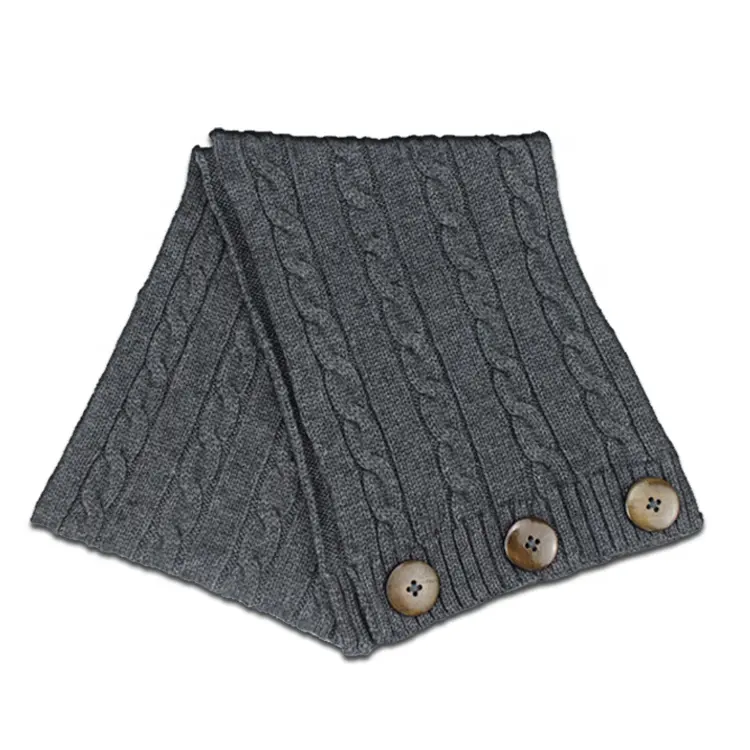 Bufanda de lana de punto para niños, pañuelo de diseño personalizado de lujo con botones de madera, cálido, para invierno, 2021